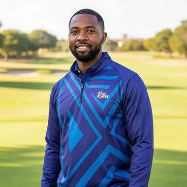 Mens Q-Zip Golf Jersey - Shades of Blue