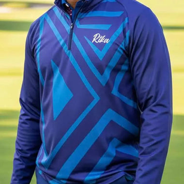 Mens Q-Zip Golf Jersey - Shades of Blue