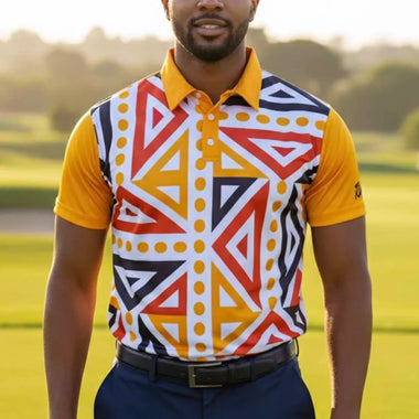 Mens Golf Shirts - Orange Mania