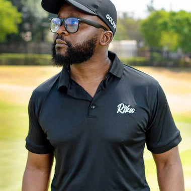 Mens Golf Shirts - Clean Black - Rika Golfer