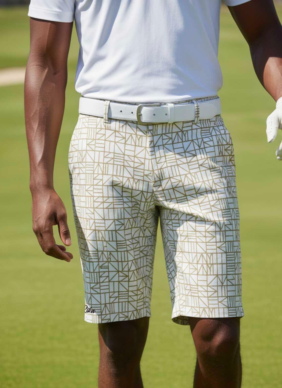 Mens Golf Shorts - Golden Web – Rika Golfer