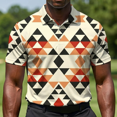 Mens Golf Shirts - Retro Ember