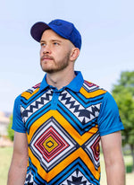 Mens Golf Shirts - Blue Diamond - Rika Golfer