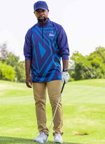 Mens Q-Zip Golf Jersey - Shades of Blue