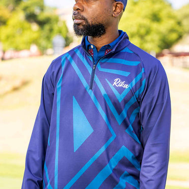 Mens Q-Zip Golf Jersey - Shades of Blue