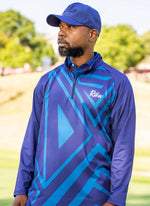 Mens Q-Zip Golf Jersey - Shades of Blue