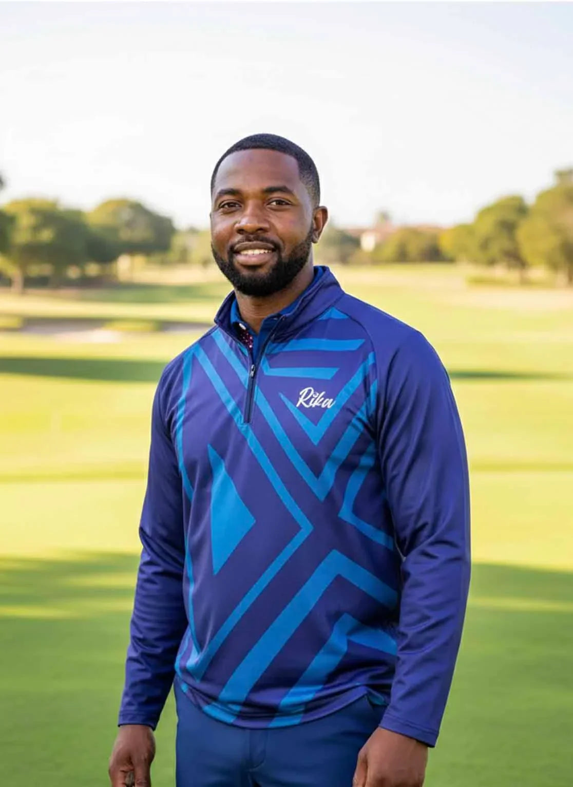 Mens Q-Zip Golf Jersey - Shades of Blue – Rika Golfer