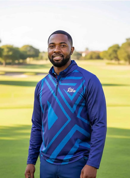 Mens Q-Zip Golf Jersey - Shades of Blue – Rika Golfer