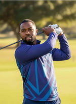 Mens Q-Zip Golf Jersey - Shades of Blue
