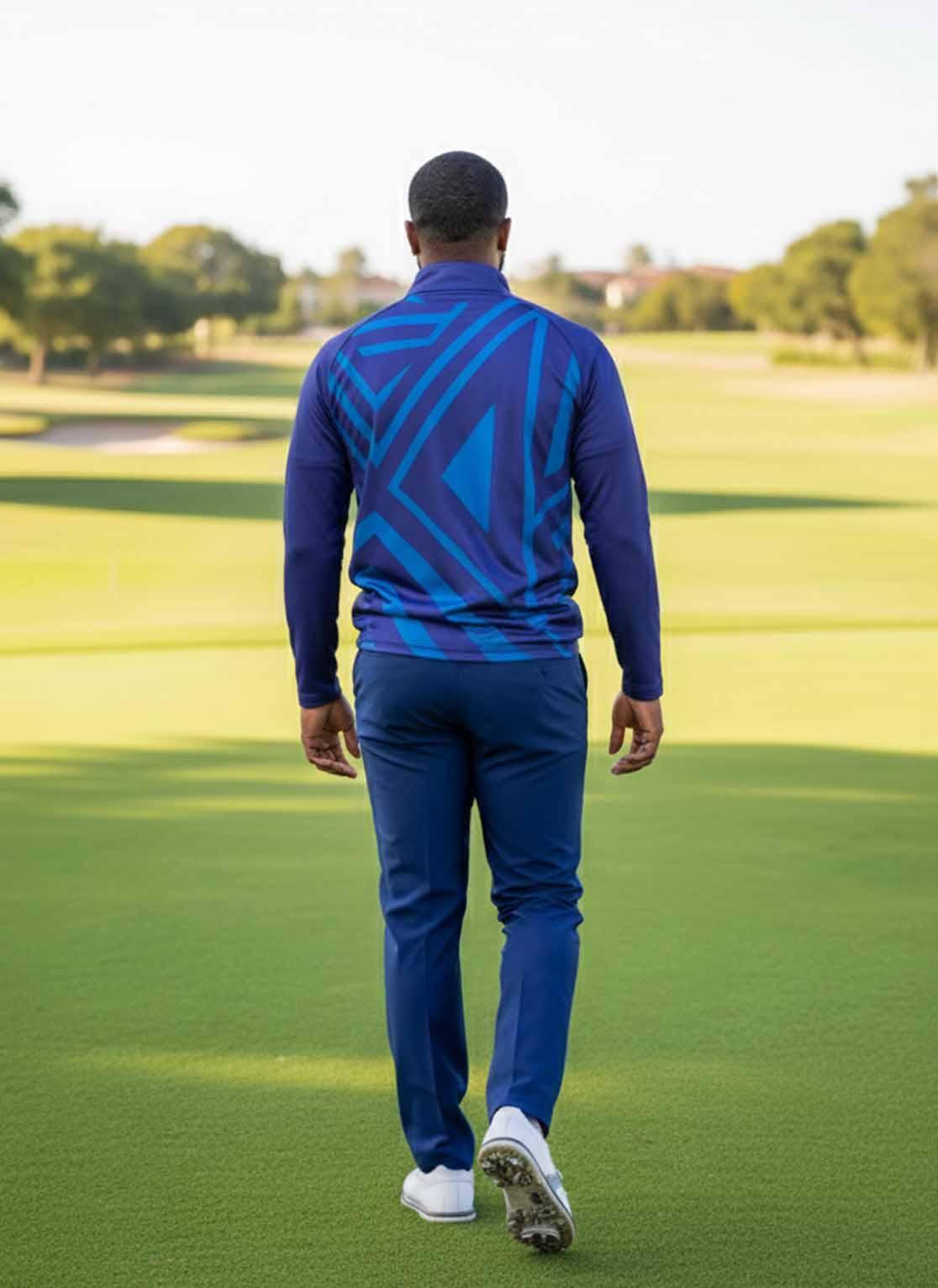Mens Q-Zip Golf Jersey - Shades of Blue – Rika Golfer